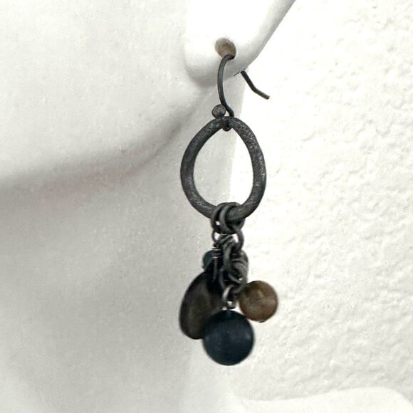 Blue green beaded drop earrings - Picture 6 of 9